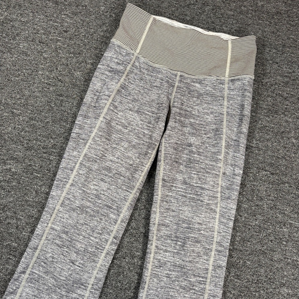 Lululemon Leggings Womens 6 Grey Space Dye Striped Waistband Cropped Yoga Pants